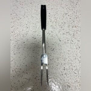 Vintage Ecko Serving Fork Chromium Plated Made In The USA  11" W/Black Handle